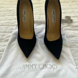 Jimmy Choo Black Suede/Patent Heel (Style: Anouk / Abel)